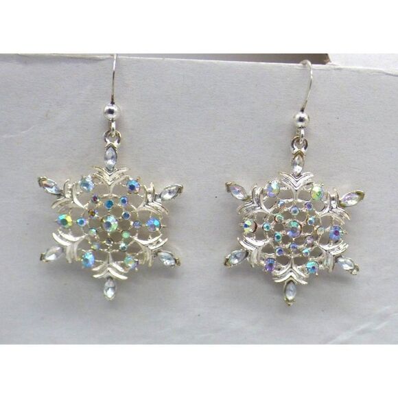 Women’s Silver-tone Crystal Iced Drop Earrings - Picture 1 of 5